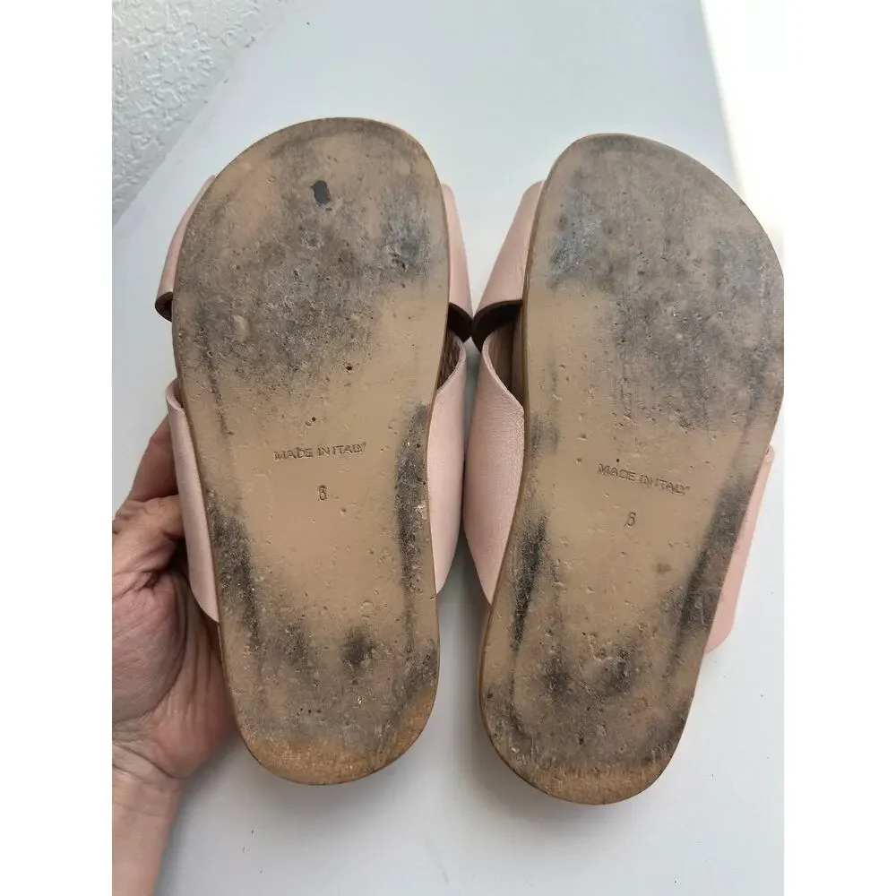 Everlane Made In Italy Blush Pink Leather Crossover Slide Sandals 6 Minimalist - Picture 3 of 4